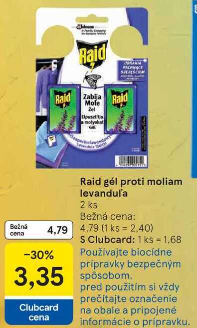 Raid gél proti moliam levandul'a, 2 ks 