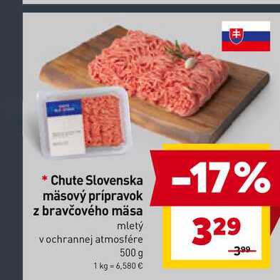 Chute Slovenska mäsový prípravok z bravčového mäsa mletý vochrannej atmosfére 500 g 