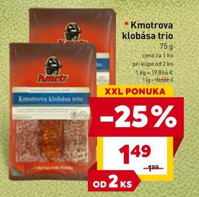 Kmotrova klobása trio 75 g 