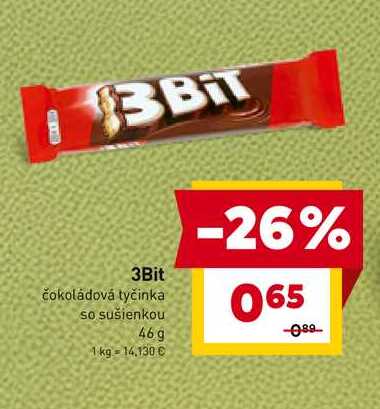 3Bit čokoládová tyčinka so sušienkou 46g 