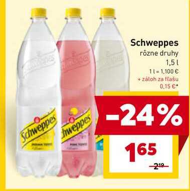 Schweppes rôzne druhy 1.5l