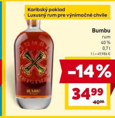 Bumbu rum 40% 0,7l