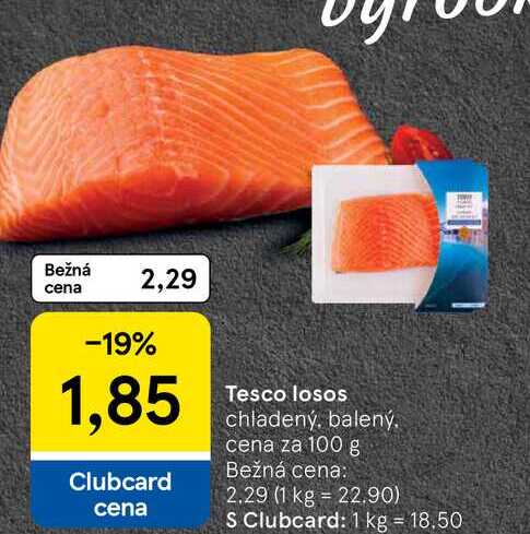 Tesco losos, cena za 100 g