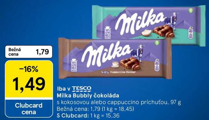 Milka Bubbly čokoláda, 97 g