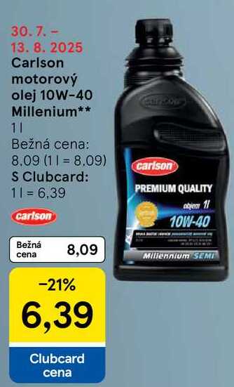 Carlson motorový olej 10W-40 Millenium, 1 l