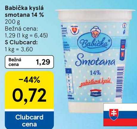 Babička kyslá smotana 14 %, 200 g 