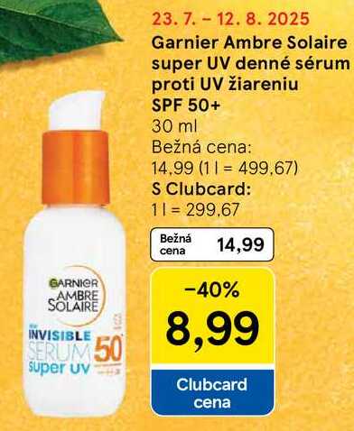 Garnier Ambre Solaire super UV denné sérum proti UV žiareniu SPF 50+, 30 ml 
