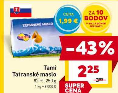 Tatranské maslo 82%, 250 g 