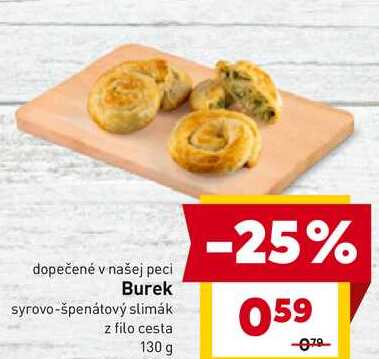 Burek syrovo-špenátový slimák z filo cesta 130 g