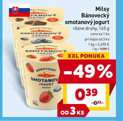 Milsy Bánovecký smotanový jogurt rôzne druhy, 145 g 