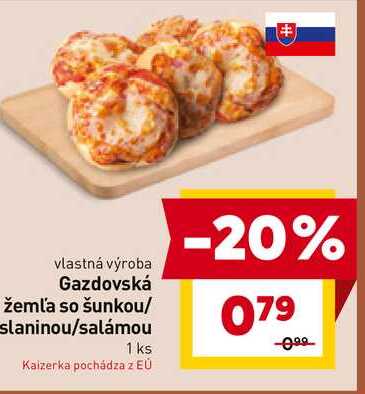 Gazdovská žemľa so šunkou/ slaninou/salámou 1 ks