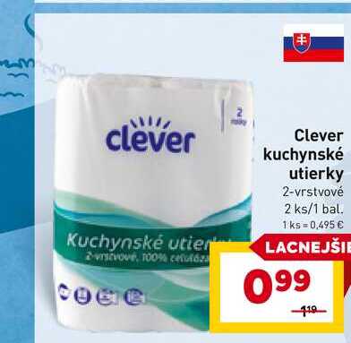 Clever kuchynské utierky 2-vrstvové 2 ks/1 bal. 