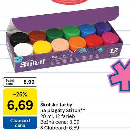 Školské farby na plagáty Stitch