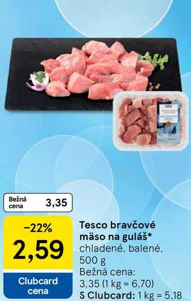 Tesco bravčové mäso na guláš, 500 g