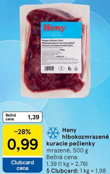 Heny hlbokozmrazené kuracie pečienky, 500 g