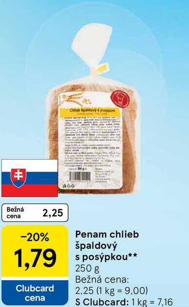 Penam chlieb špaldový s posypkou, 250 g