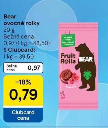 Bear ovocné rolky, 20 g 
