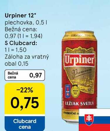 Urpiner 12°, 0,5 l
