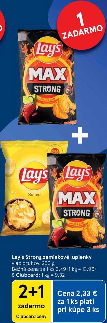 Lay's Strong zemiakové lupienky, 250 g 