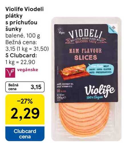 Violife Viodeli plátky s príchuťou šunky, 100 g 