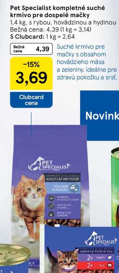 Pet Specialist kompletné suché krmivo pre dospelé mačky, 1,4 kg