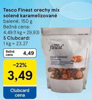 Tesco Finest orechy mix solené karamelizované, 150 g 