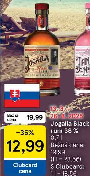 Jogaila Black rum 38%, 0,7 l
