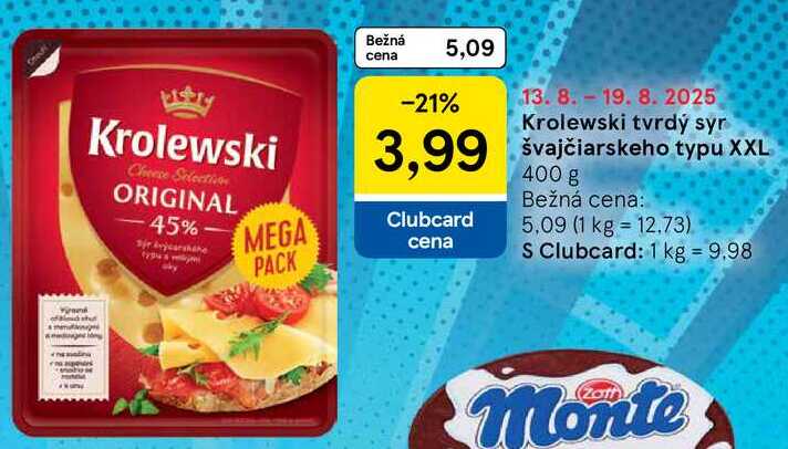 Krolewski tvrdý syr švajčiarskeho typu XXL, 400 g