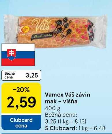 Vamex Váš závin mak - višňa, 400 g