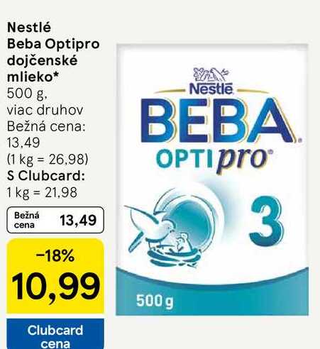 Nestlé Beba Optipro dojčenské mlieko, 500 g