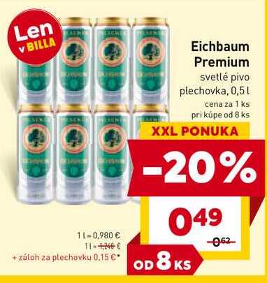 Eichbaum Premium svetlé pivo plechovka, 0,5l