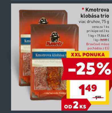 Kmotrova klobása trio viac druhov, 75 g 