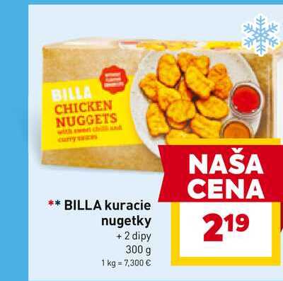 BILLA kuracie nugetky +2 dipy 300 g 