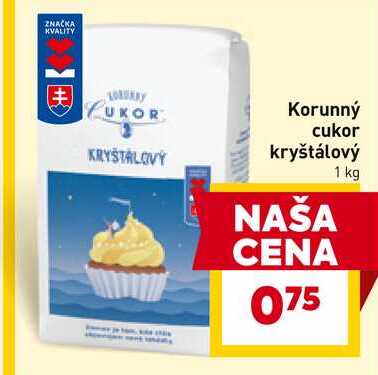 Korunný cukor kryštálový 1 kg 