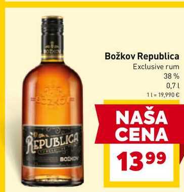 Božkov Republica Exclusive rum 38% 0,7l