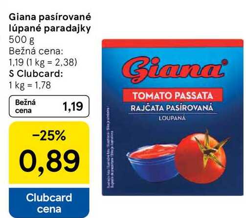 Giana pasírované lúpané paradajky, 500 g 