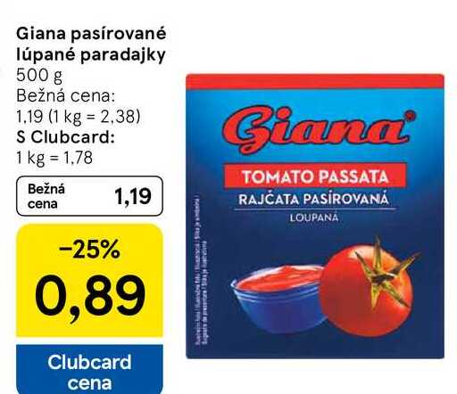 Giana pasírované lúpané paradajky, 500 g