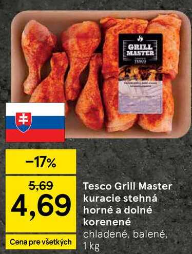 Tesco Grill Master kuracie stehná horné a dolné korenené, 1 kg