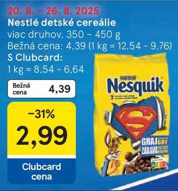 Nestlé detské cereálie, 350 - 450 g 