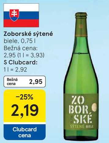 Zoborské sýtené, 0,75 l