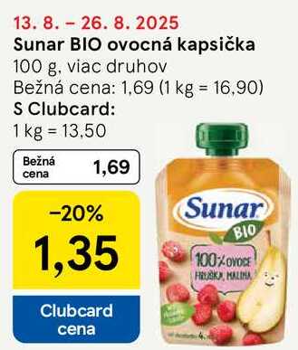 Sunar BIO ovocná kapsička, 100 g