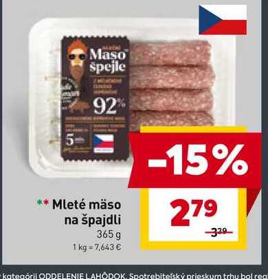 Mleté mäso na špajdli 365 g