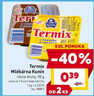 Mlékárna Kunín Termix rôzne druhy, 90 g 