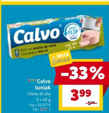 Calvo tuniak rôzne druhy 3 x 65 g 