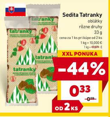 Sedita Tatranky oblátky rôzne druhy 33 g