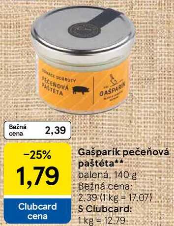 Gašparík pečeňová paštéta, 140 g