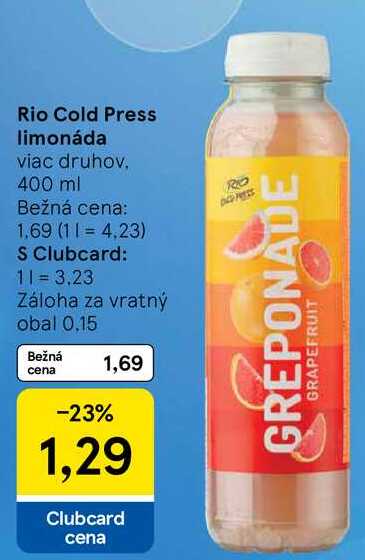 Rio Cold Press limonáda, 400 ml 