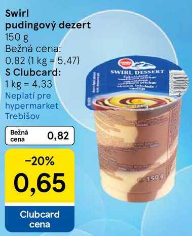 Swirl pudingový dezert, 150 g 