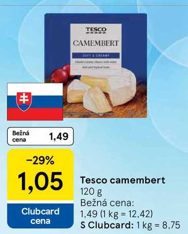 Tesco camembert, 120 g 