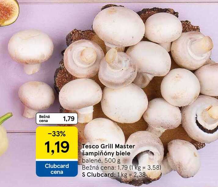 Tesco Grill Master šampiňóny biele, 500 g 